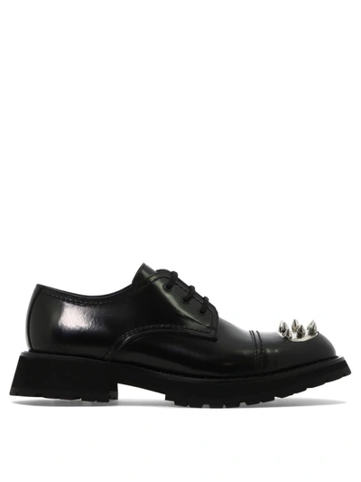 Alexander Mcqueen Punk Stud Leather Derby Shoes In Black