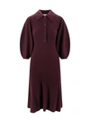 Chloé Wool Rib-knit Midi Dress In Red