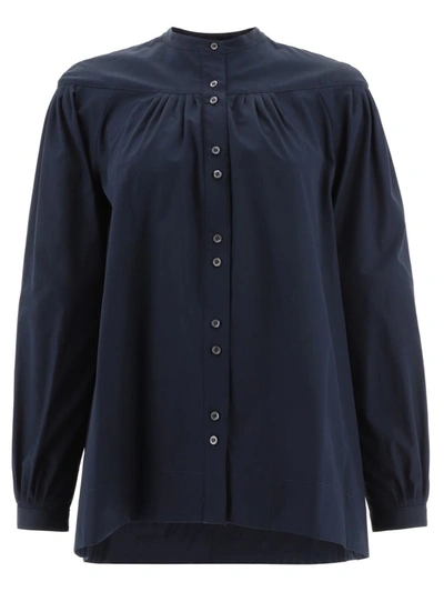 Aspesi Mandarin-collar Cotton Shirt In Blue