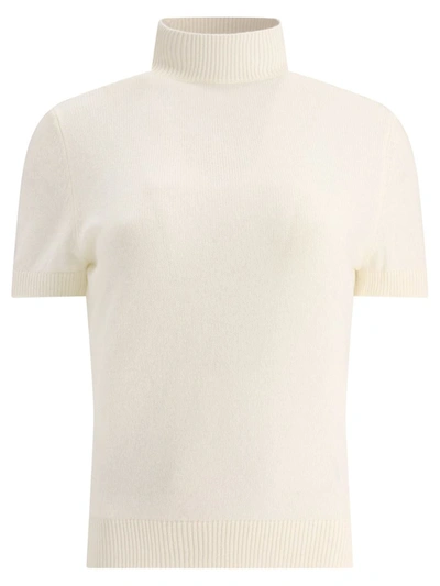 Allude Short-sleeved Turtleneck In White