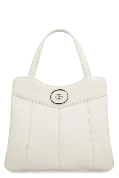 Gucci Petite Gg Leather Tote In White