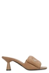 Prada 75mm Logo-plaque Leather Mules In Camel