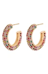 Tasha Pavé Crystal Hoop Earrings In Gold/ Multi