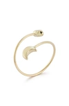 Ember Fine Jewelry 14k Gold Moon & Star Bypass Ring In Gold