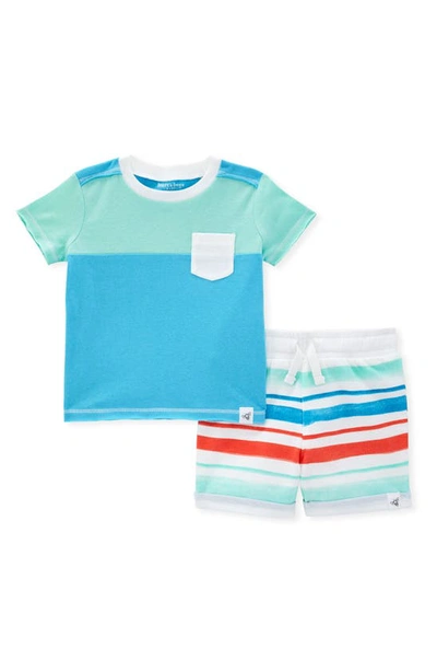 Burt's Bees Baby Babies' Colorblock Tee & French Terry Shorts Set In Sea