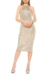 Alexia Admor Letitia Halter Sequin Midi Cocktail Dress In Gold