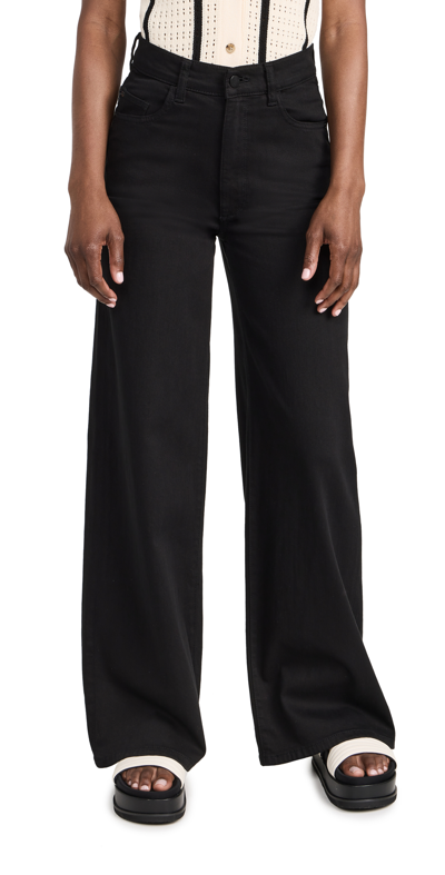 Dl1961 Hepburn High Waist Wide Leg Velvet Jeans In Black