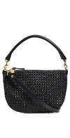 CLARE V PETIT MOYEN MESSENGER BLACK RATTAN