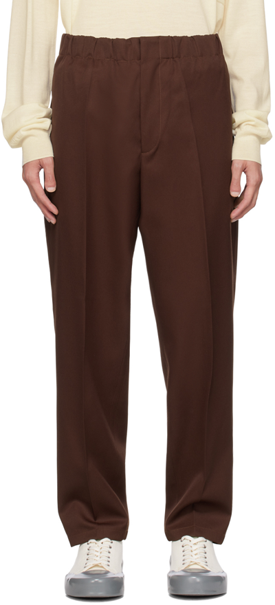 Jil Sander Brown Tapered Trousers In 206 - Dark Brown
