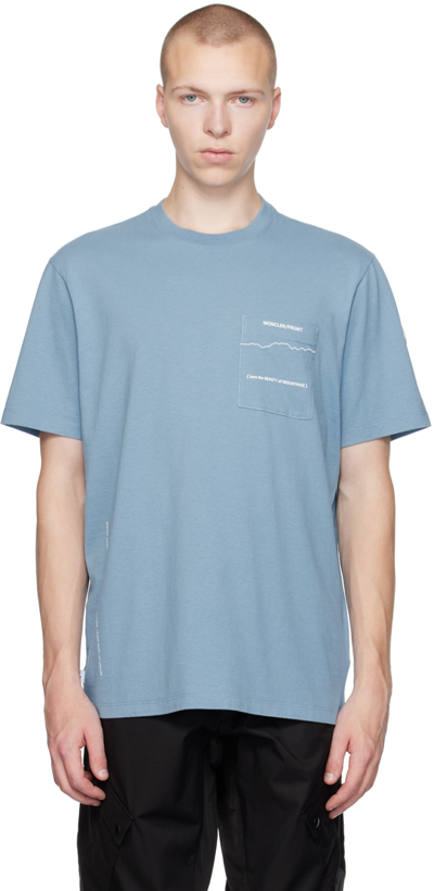 Moncler Genius Printed Cotton T-shirt In Blue