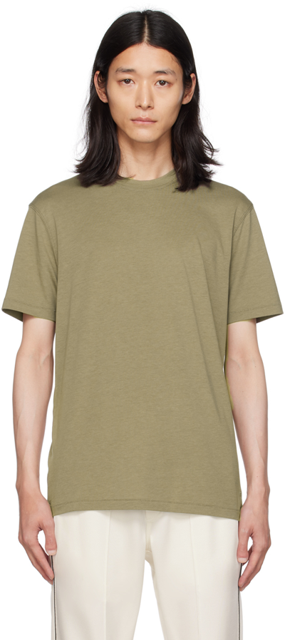 Tom Ford Khaki Crewneck T-shirt In Fg820 Dark Olive