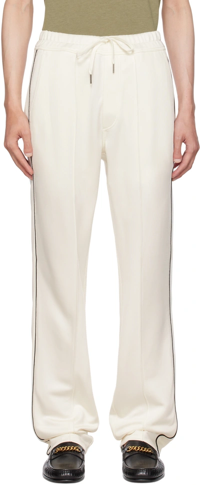 Tom Ford Stripe-detail Cotton Track Pants In Neutrals