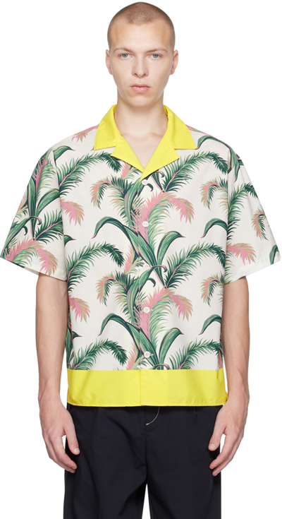 Maison Kitsuné Palm Front Print Resort Shirt In Multicolor