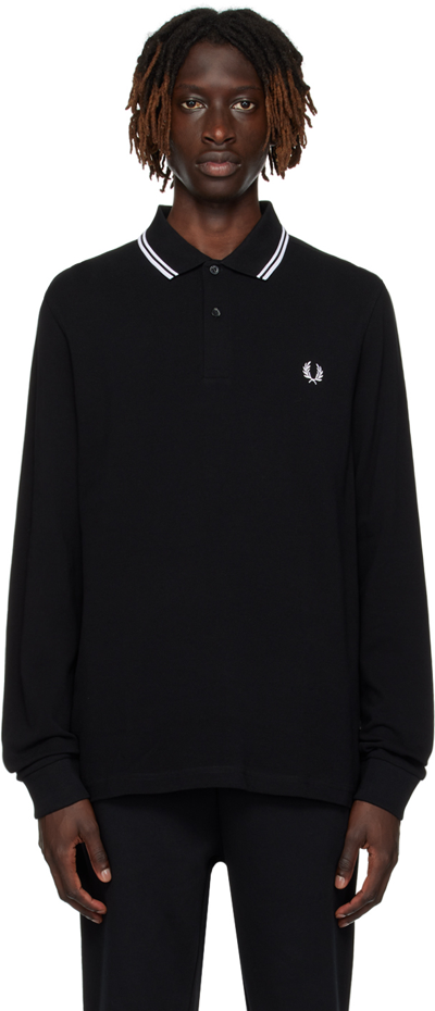 Fred Perry Authentic Long Sleeved Twin Tipped Polo Black