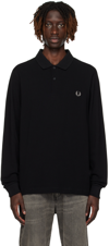 FRED PERRY BLACK EMBROIDERED POLO