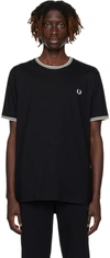 FRED PERRY BLACK TWIN TIPPED T-SHIRT