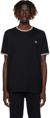 Fred Perry Embroidered-logo Short-sleeved T-shirt In Black