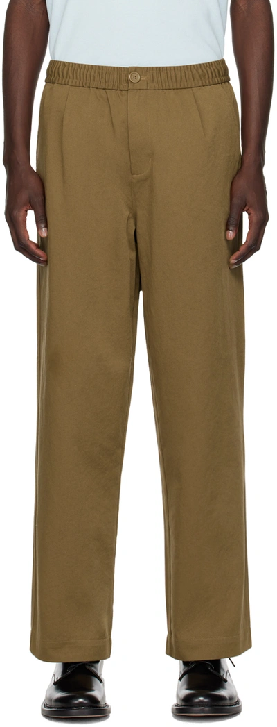 Fred Perry Brown Drawstring Trousers In Shaded Stone