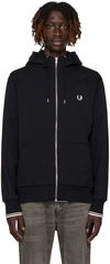 Fred Perry Fp Hooded Zipper Through Sweatshirt Clothing In Black