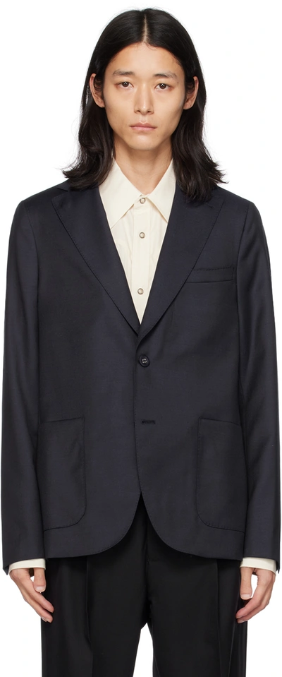 Officine Generale Arthus Wool Suit Jacket In Navy