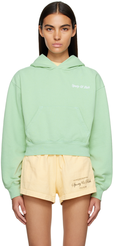Sporty And Rich Green Cropped Hoodie