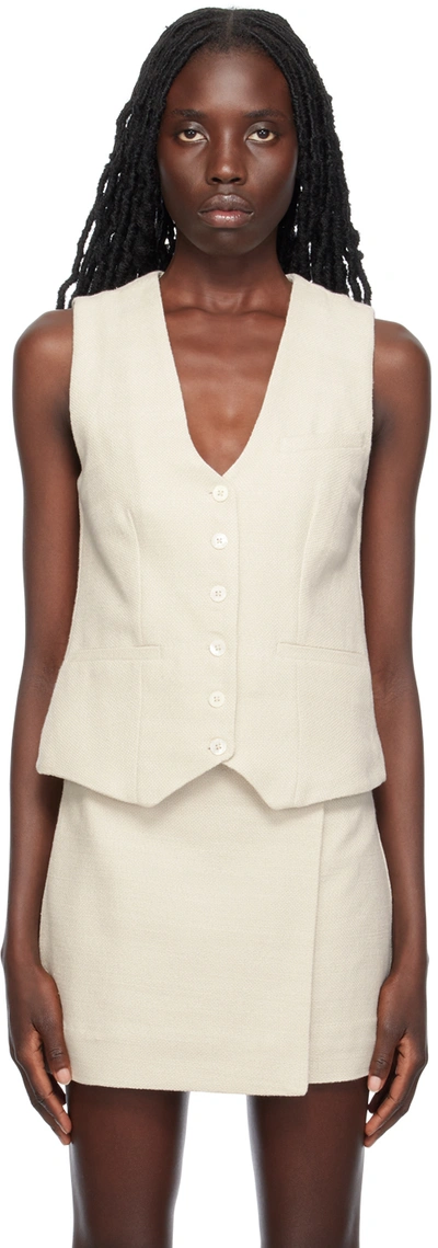 Staud Cotton-blend Vest In Oat Milk