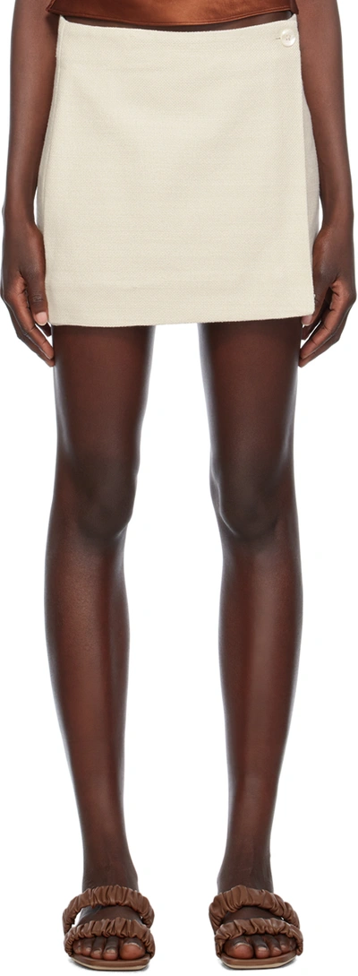 Staud Tour Wrap-effect Cotton-blend Mini Skirt In Neutrals