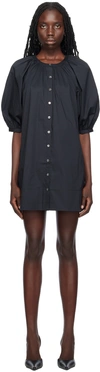 Staud Black Vincent Midi Dress In Black