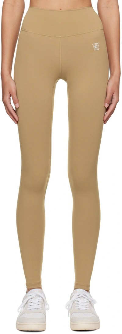 Sporty And Rich Tan Runner Leggings In Espresso/white