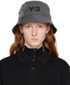 Y-3 GRAY CLASSIC BUCKET HAT