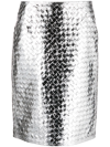 Bottega Veneta Intrecciato Metal Half-length Skirt In Silver