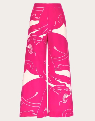 Valentino Cropped Printed Silk Straight-leg Pants In Multi