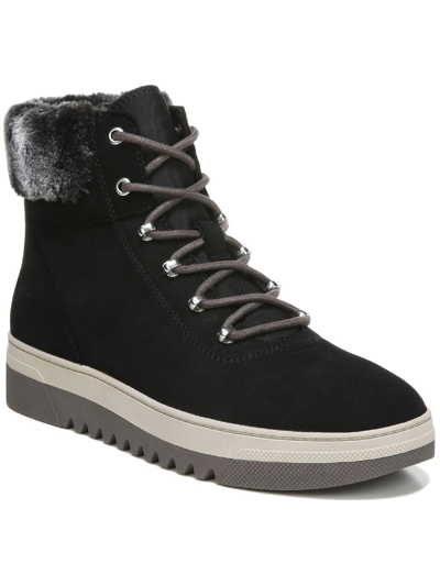 Dr. Scholl's Shoes Gear Up Womens Lace Up Shearling Boots In Black