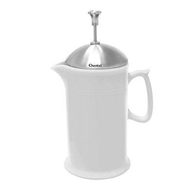 Chantal 28 Ounce Ceramic French Press With Stainless Plunger In White