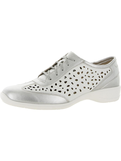 Ros Hommerson Sealed Womens Metallic Leather Oxfords In White