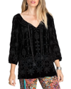 Johnny Was Althea Velvet Peasant Blouse In Black