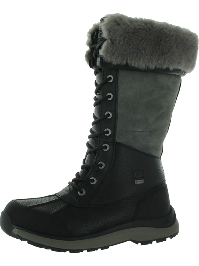 Ugg Adirondack Tall Iii Womens Leather Fur Mid-calf Boots In Black