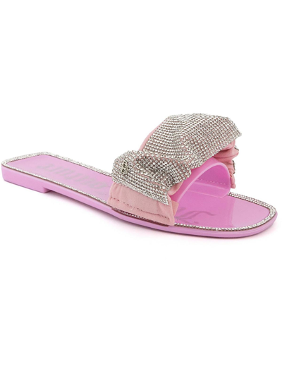 JUICY COUTURE HOLLYN WOMENS EMBELLISHED SLIP-ON SLIDE SANDALS