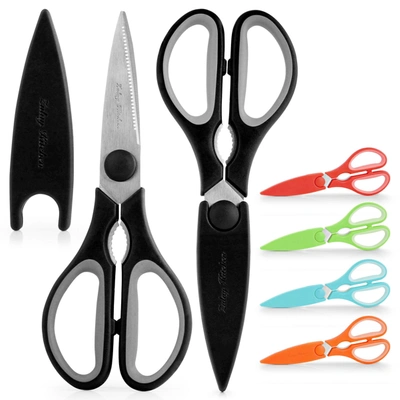 Zulay Kitchen Stainless Steel Kitchen Shears With Protective Cover In Black