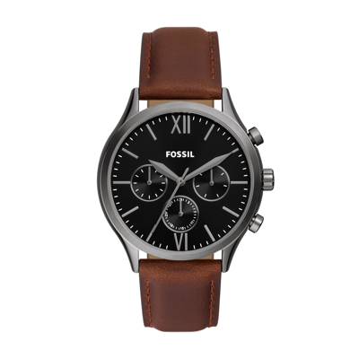 Fossil Men's Fenmore Multifunction, Smoke Stainless Steel Watch In Brown