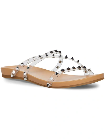 Madden Girl Candy Womens Studded Strappy Flat Sandals In White