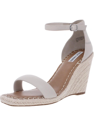 Steve Madden Submit Womens Faux Leather Ankle Strap Espadrilles In White