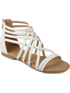 Journee Collection Hanni Womens Faux Leather Woven Gladiator Sandals In White