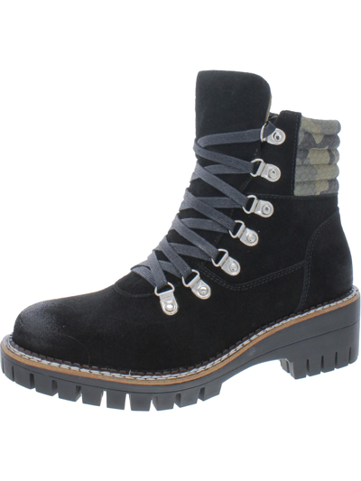 Vintage Havana Pontiac Womens Leather Lace Up Ankle Boots In Black