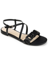 Journee Collection Jalia Womens Faux Leather Sling Back Flat Sandals In Black