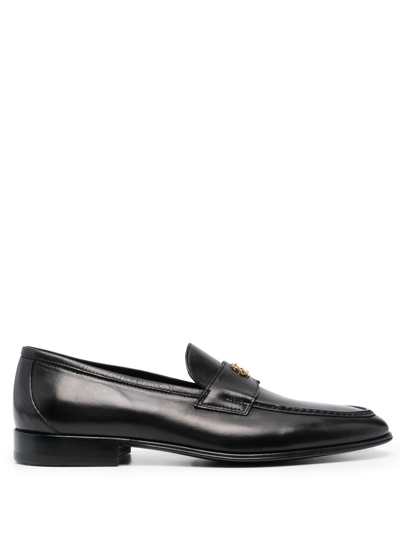 Roberto Cavalli Logo-plaque Leather Loafers In Black