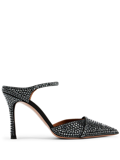 Malone Souliers Uma 90mm Crystal-embellished Mules In Black