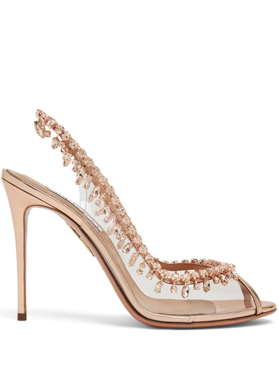 Aquazzura Temptation 105 Crystal-embellished Sandals In Pink