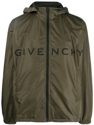 Givenchy Logo-print Hooded Jacket In Green