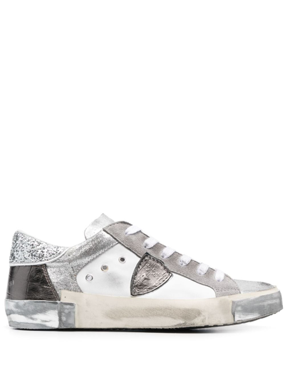 Philippe Model Paris Panelled Logo-patch Sneakers In Grey